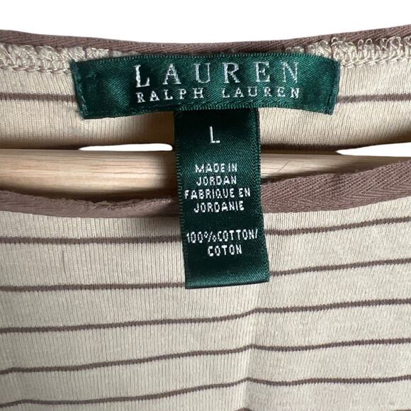Ralph Lauren Large Gold Striped 100% Cotton Women's Top - Picture 3 of 5